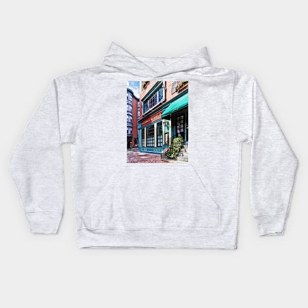 Boston MA - North End Restaurant Kids Hoodie by SusanSavad